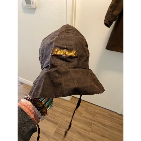 VTG Driza-Bone Riding Coat & Hood Brown Oil Skin Unisex Australia XL - Picture 9 of 16